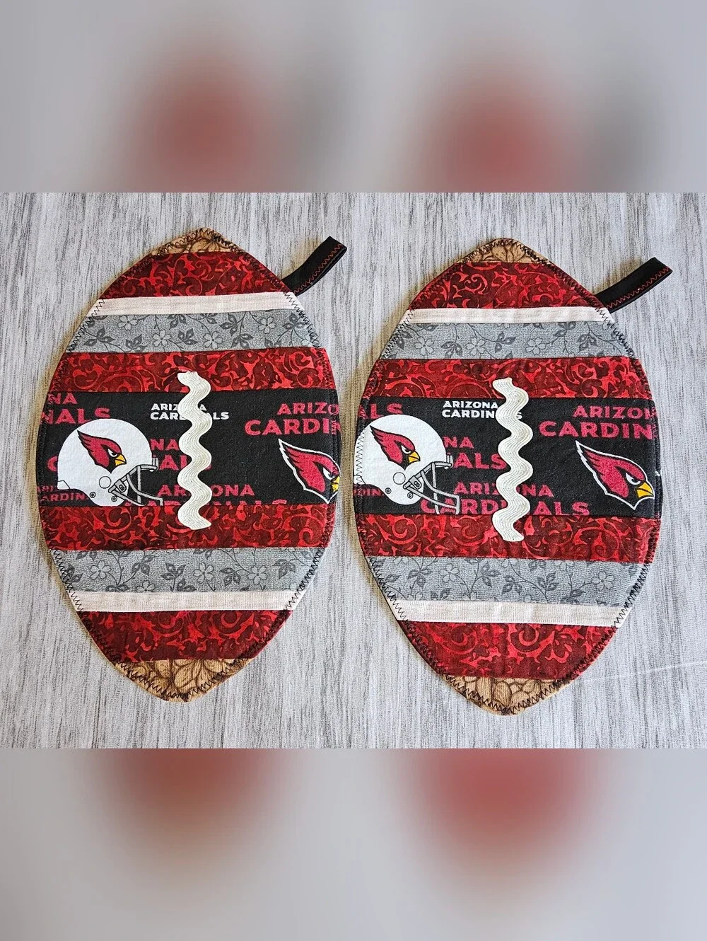 Homemade Arizona Cardinals Red & Black Oven Mitts / Pot Holders